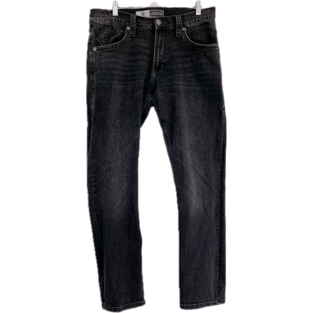 Rock & Republic Men’s Stone Wash Black Slim Straight Jeans w/ Stretch; 34x32
